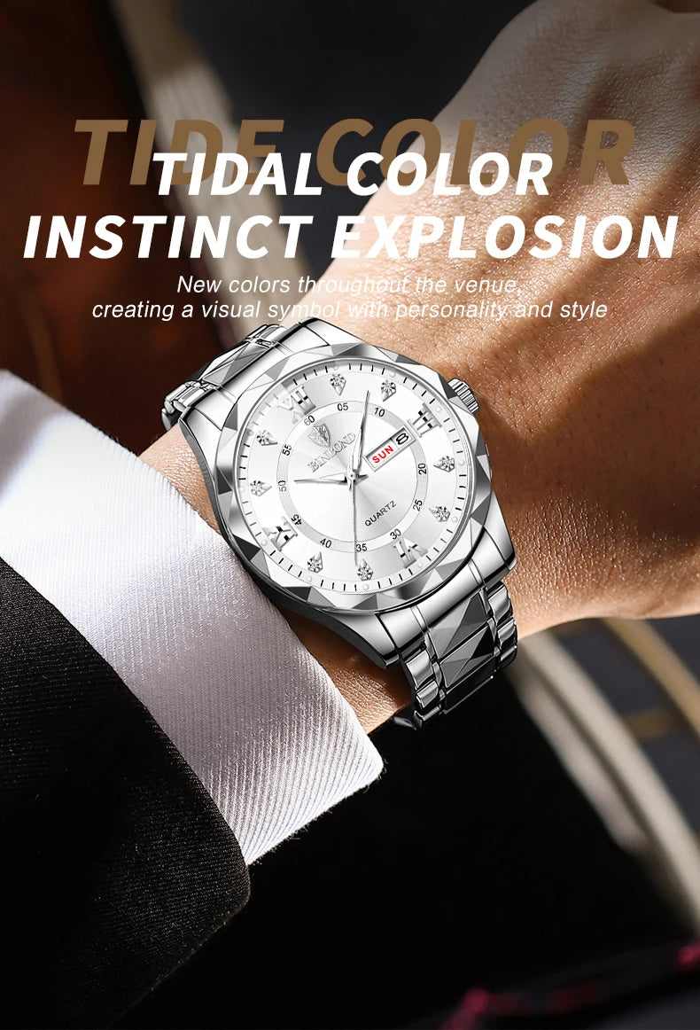 Luxury Quartz Waterproof Men's Watch with Week & Date Displays