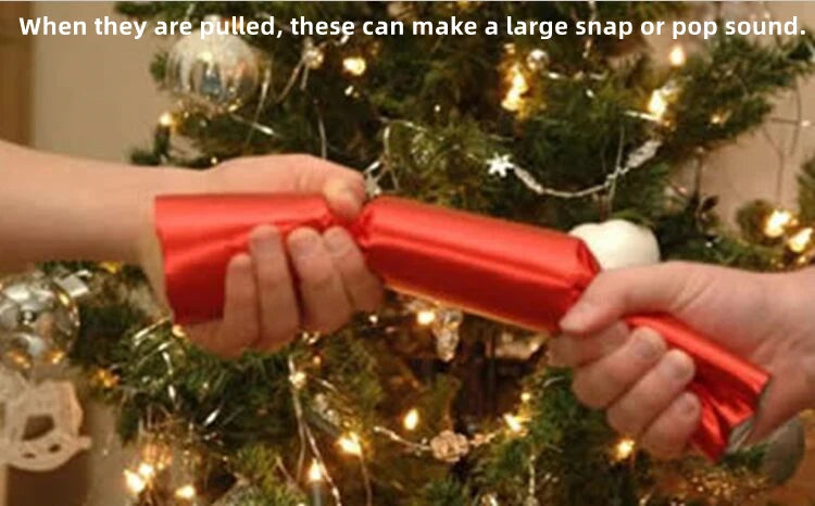 Festive Holiday Party Cracker Set with prizes and poppers