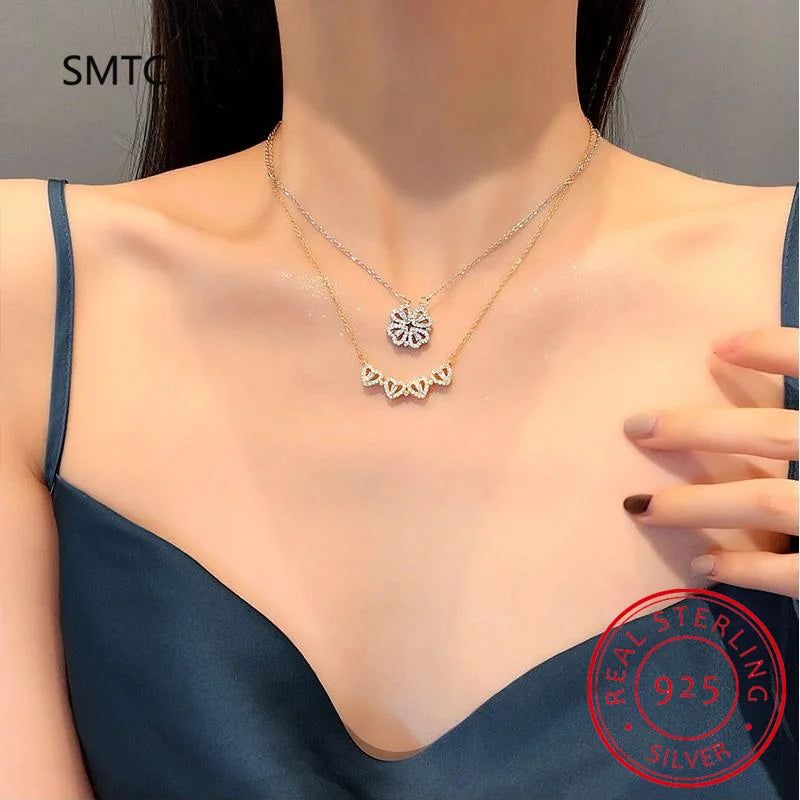 Four-Leaf Clover & Heart- 2 in 1 Necklace