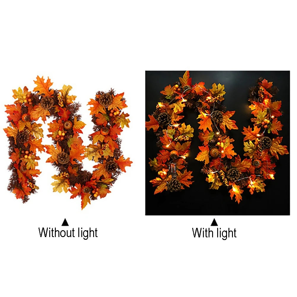 Thanksgiving Artificial Berry Maple Leaf Pine Cone Garland