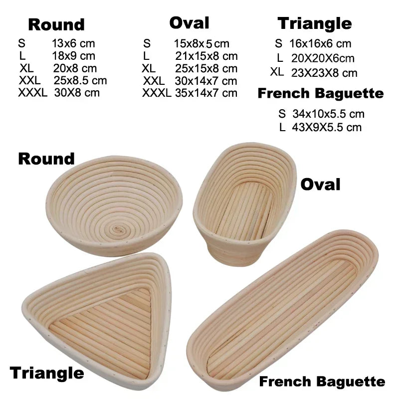 Natural Rattan Banneton Bread Proofing Basket with tool set