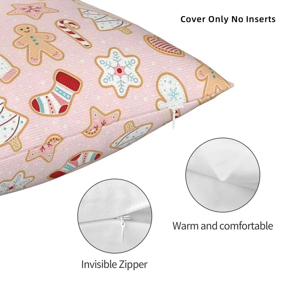 Gingerbread Pillow Cover- Pastel Pink