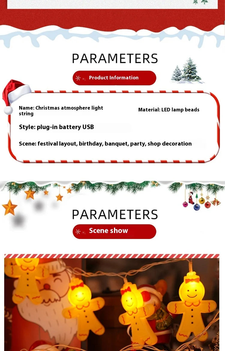 Gingerbread Man USB Powered LED String Lights