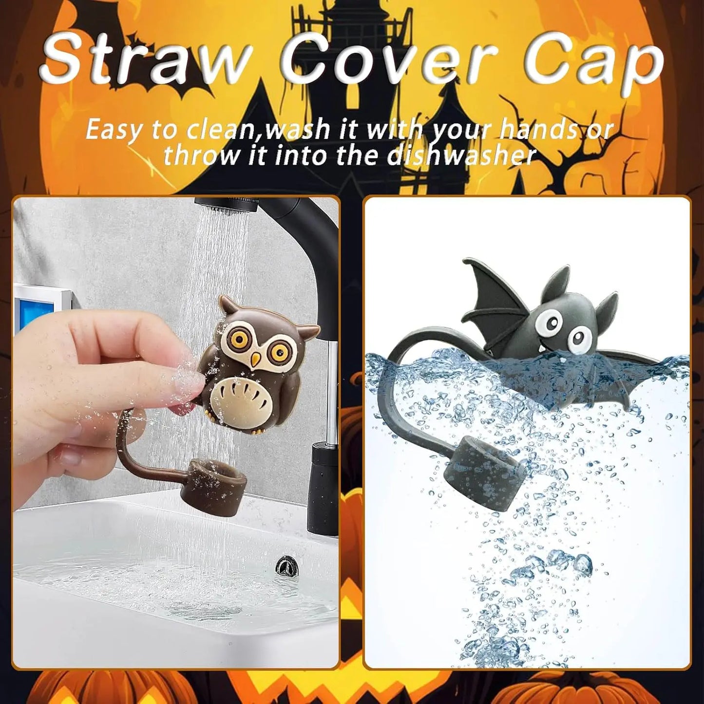 Halloween-themed Straw Cover Caps for Stanley Cups