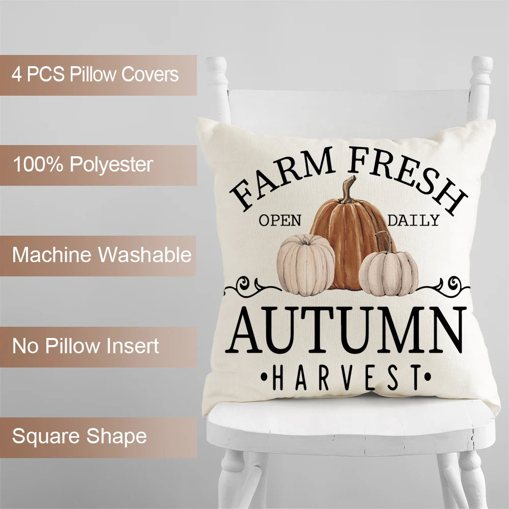 Fall Pumpkin Vintage Pillow Covers