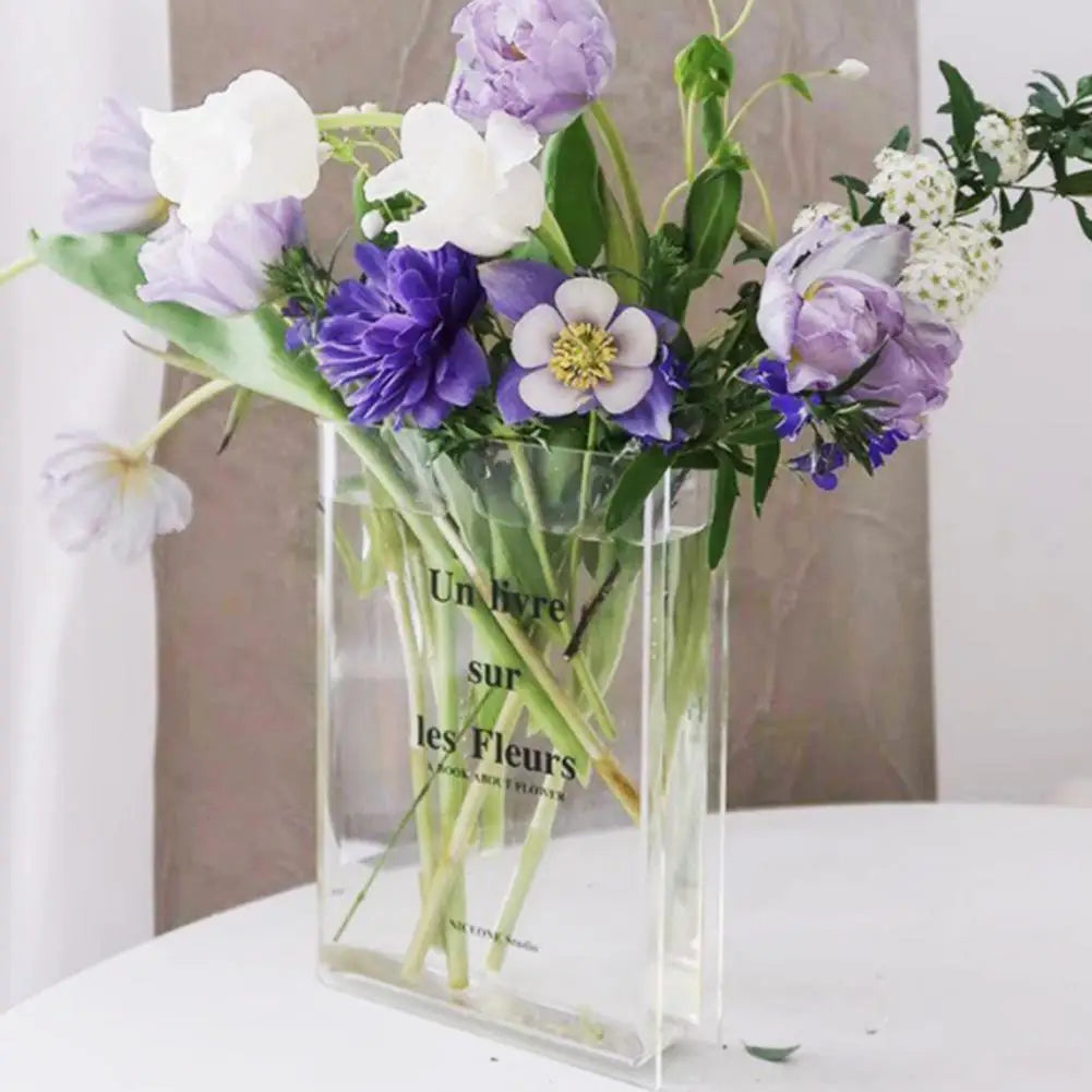 Clear Acrylic Book Design Flower Vase