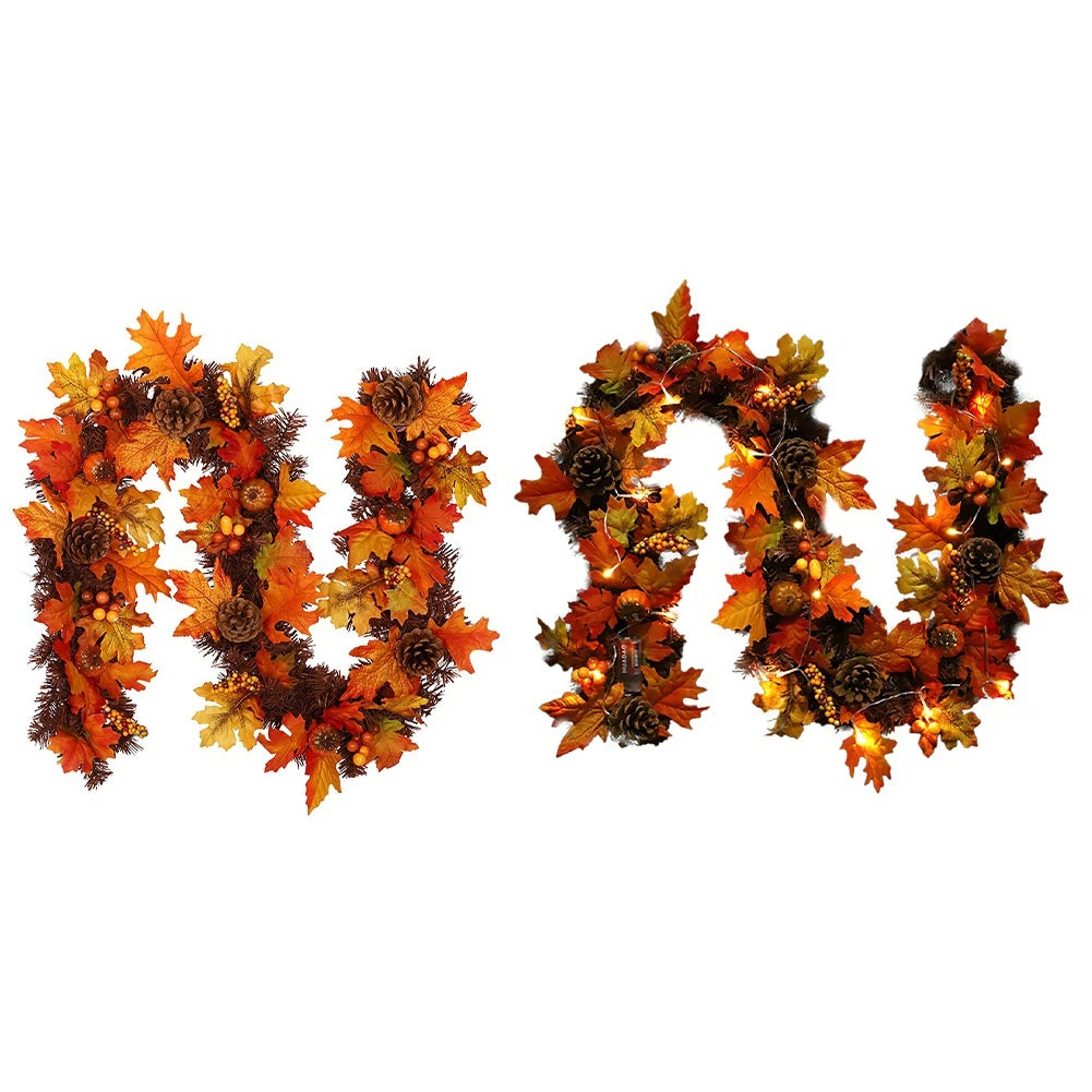 Thanksgiving Artificial Berry Maple Leaf Pine Cone Garland