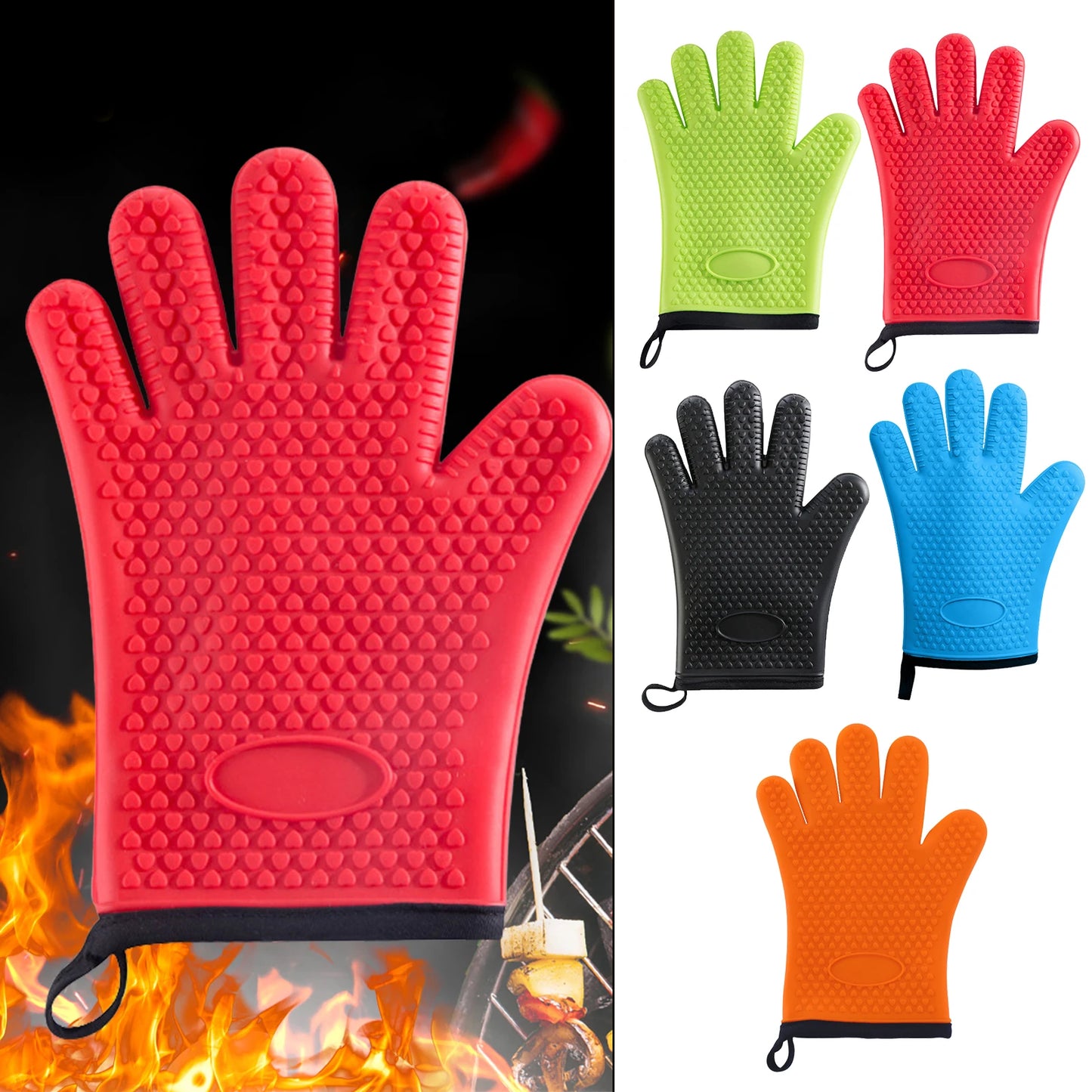 Silicone Heat-Resistant Baking Gloves for Kitchen or BBQ