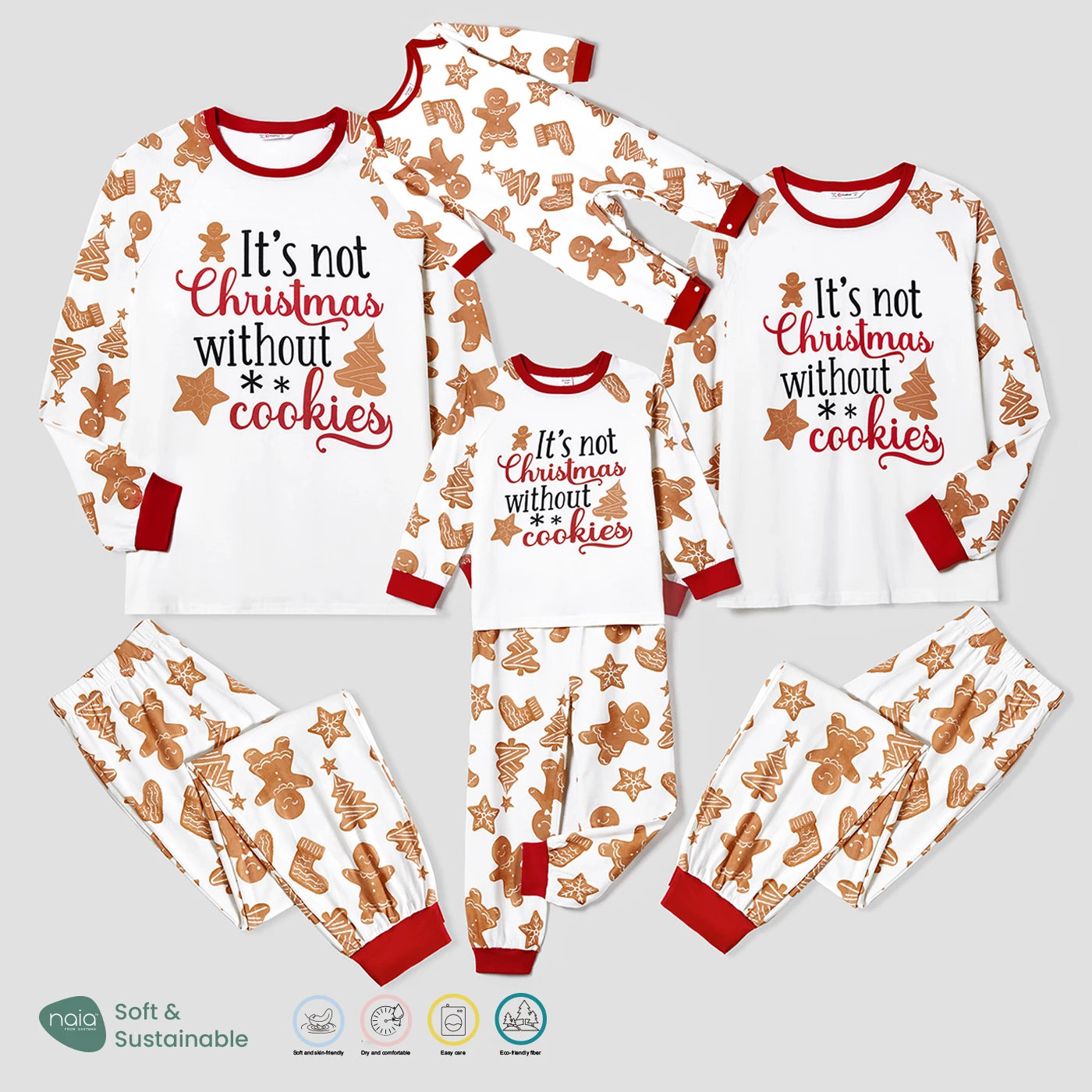 Gingerbread Man Christmas Family Matching Pajama Set made with Naia™ fiber