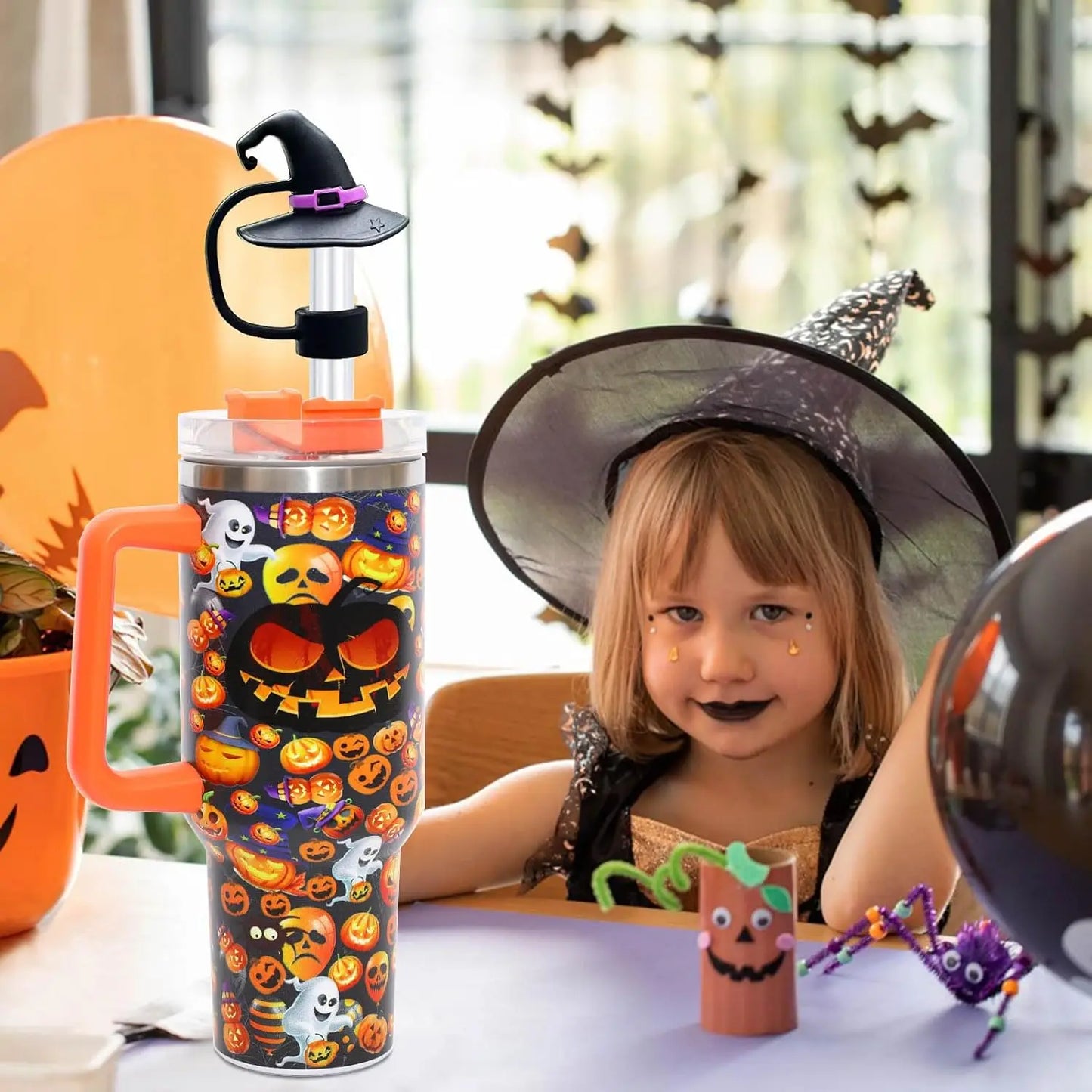 Halloween-themed Straw Cover Caps for Stanley Cups
