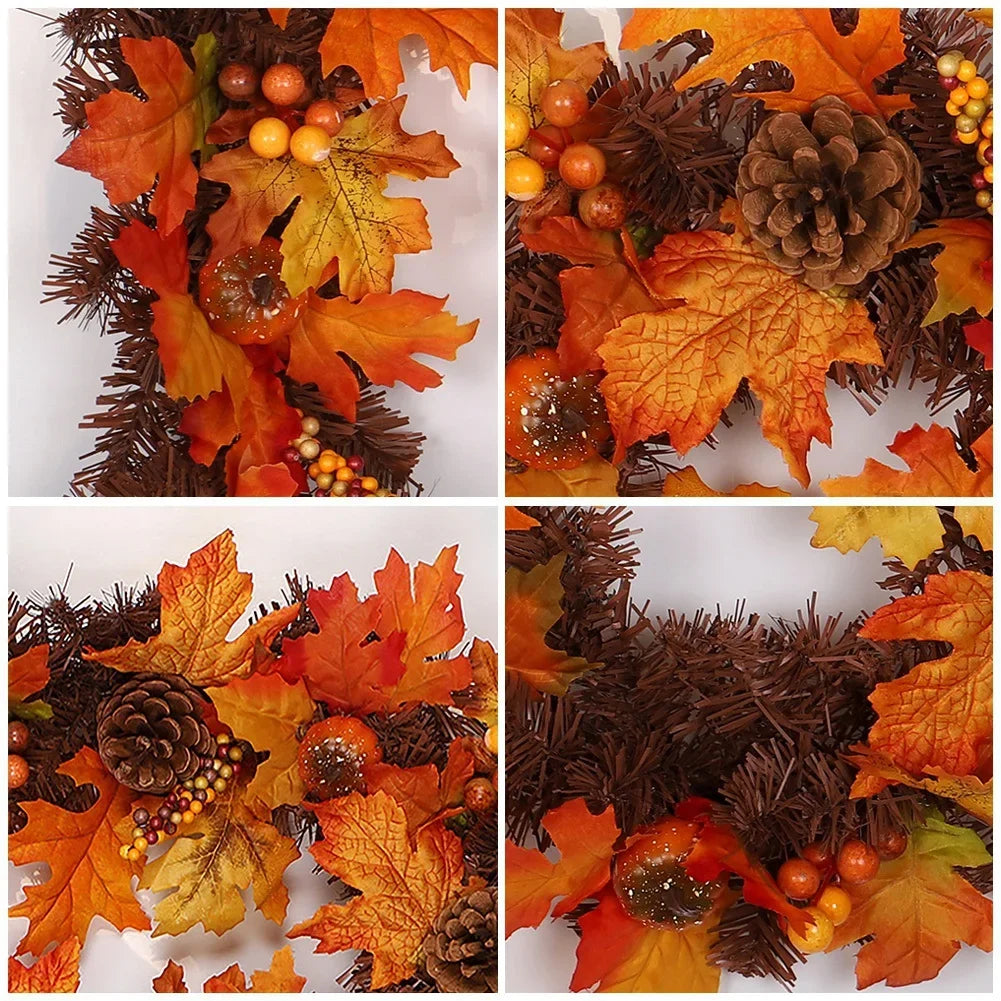 Thanksgiving Artificial Berry Maple Leaf Pine Cone Garland