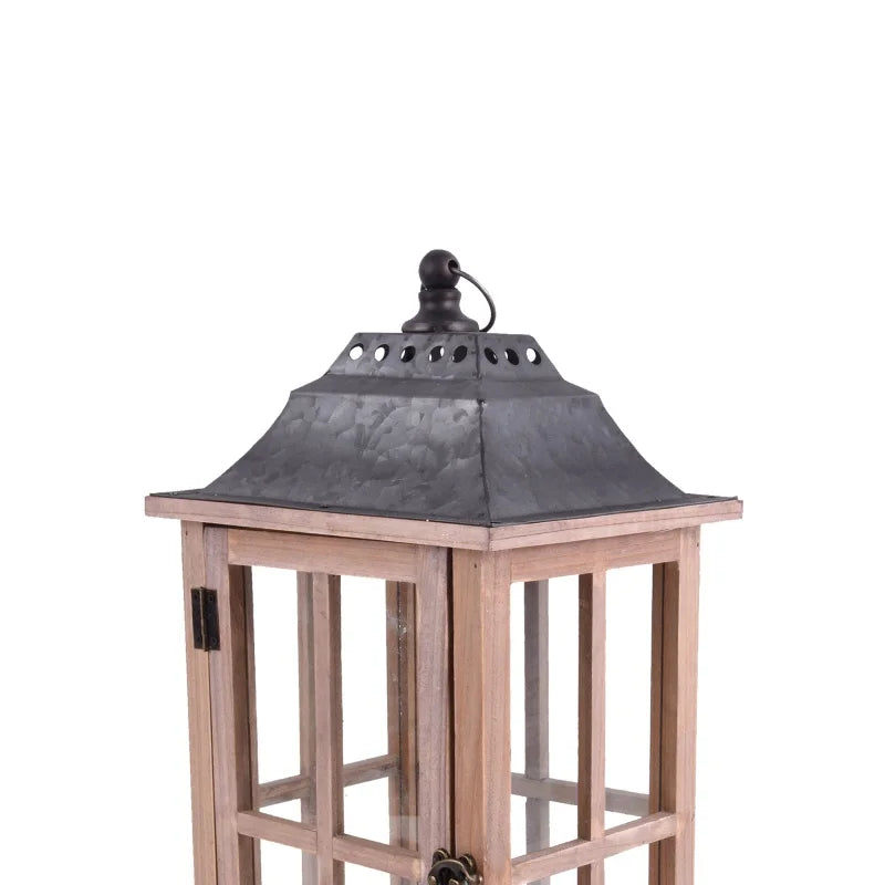 Rustic Wood Candle Holder Lantern