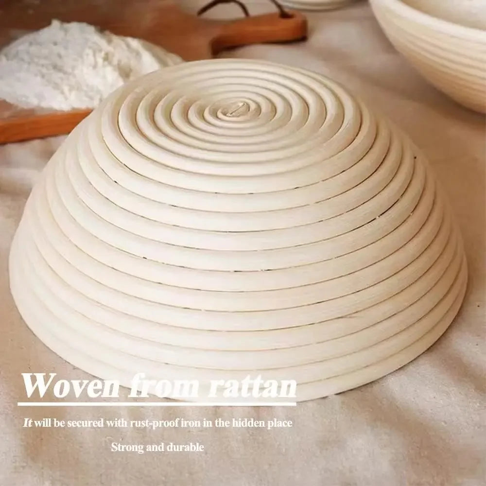 Natural Rattan Banneton Bread Proofing Basket with tool set