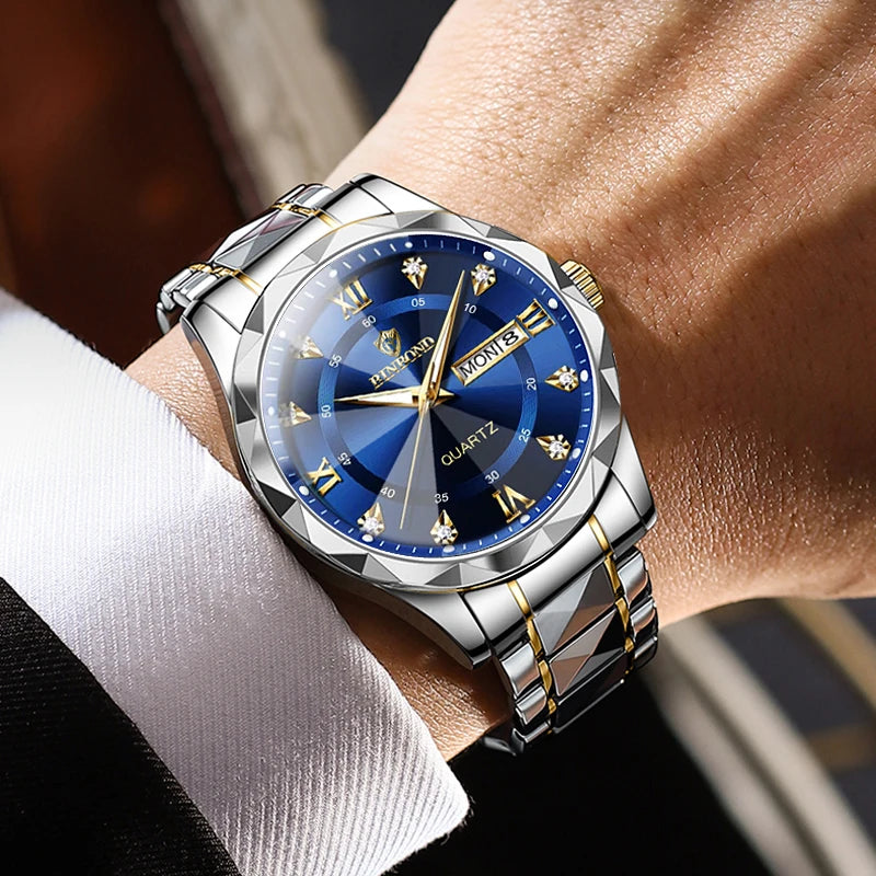 Luxury Quartz Waterproof Men's Watch with Week & Date Displays