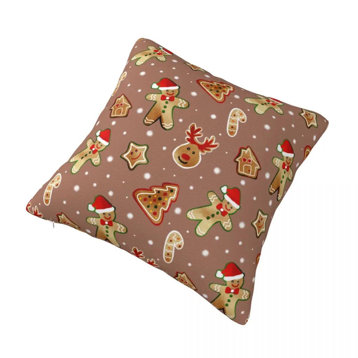 Gingerbread Pillow Cover- Cookies, Deer, Christmas Trees