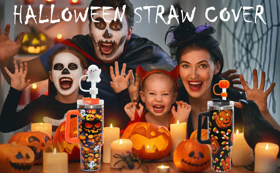Halloween-themed Straw Cover Caps for Stanley Cups