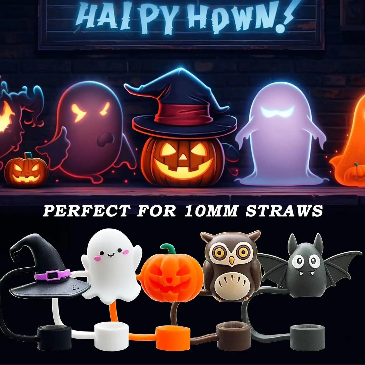 Halloween-themed Straw Cover Caps for Stanley Cups