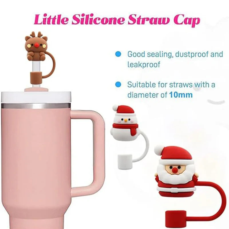 Christmas-themed Straw Cover Caps for Stanley Cups
