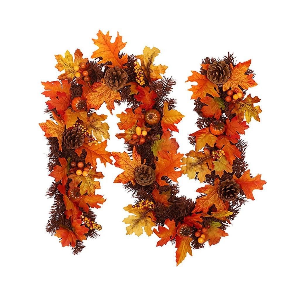 Thanksgiving Artificial Berry Maple Leaf Pine Cone Garland