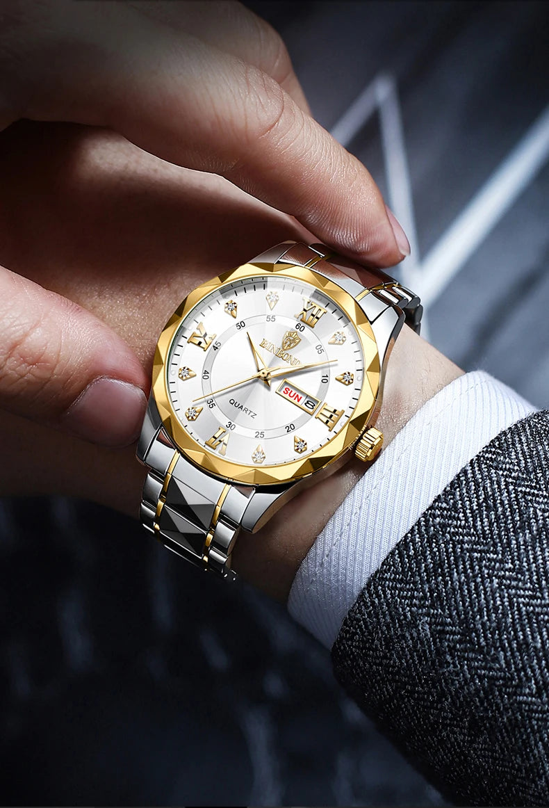 Luxury Quartz Waterproof Men's Watch with Week & Date Displays