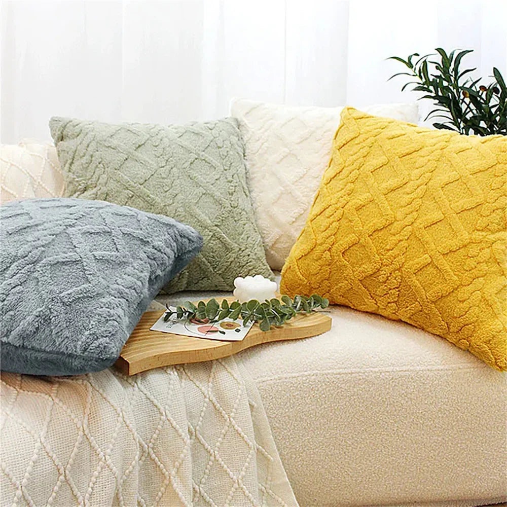 Soft Plush Faux Wool Pillow Cover