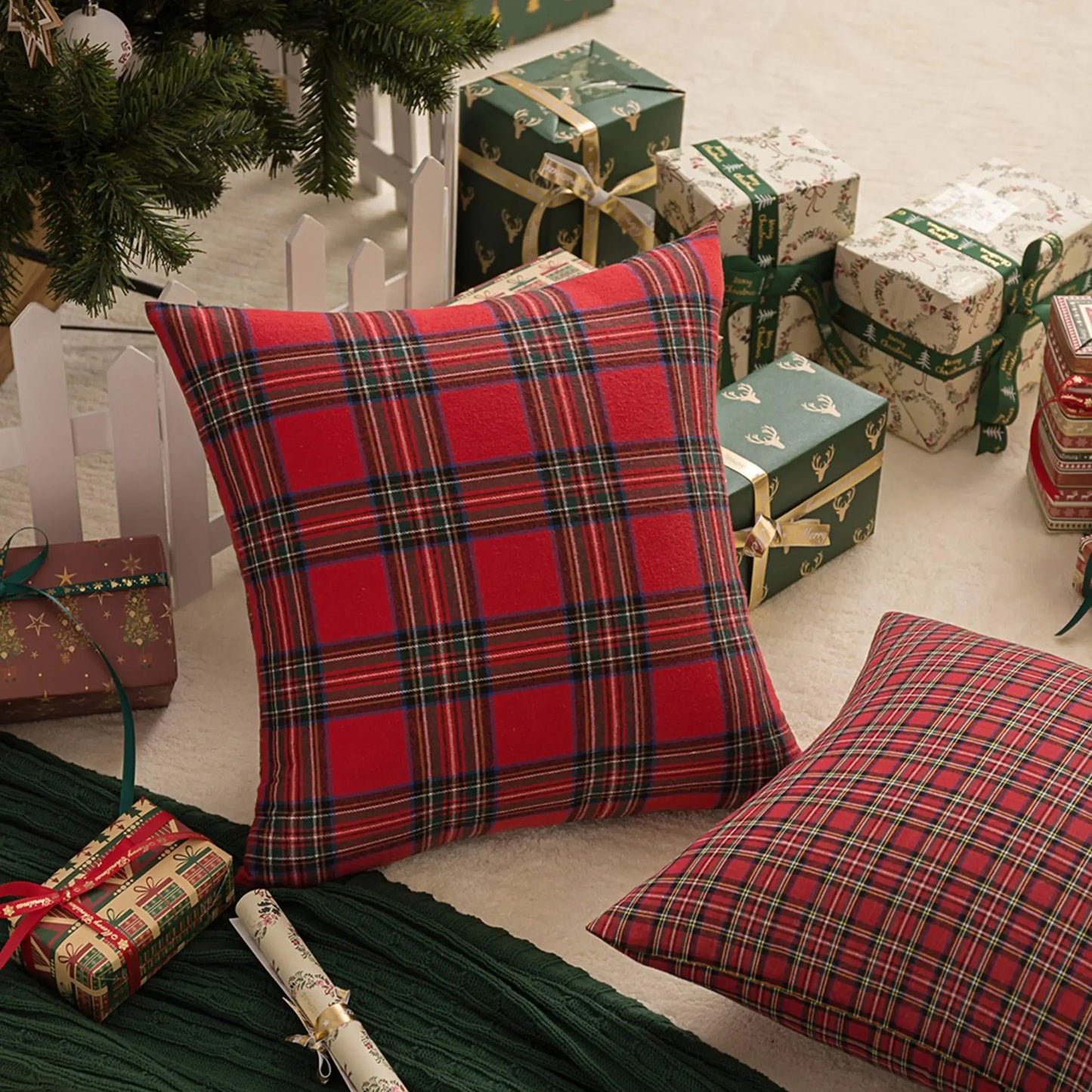 Christmas Plaid Pillow Covers