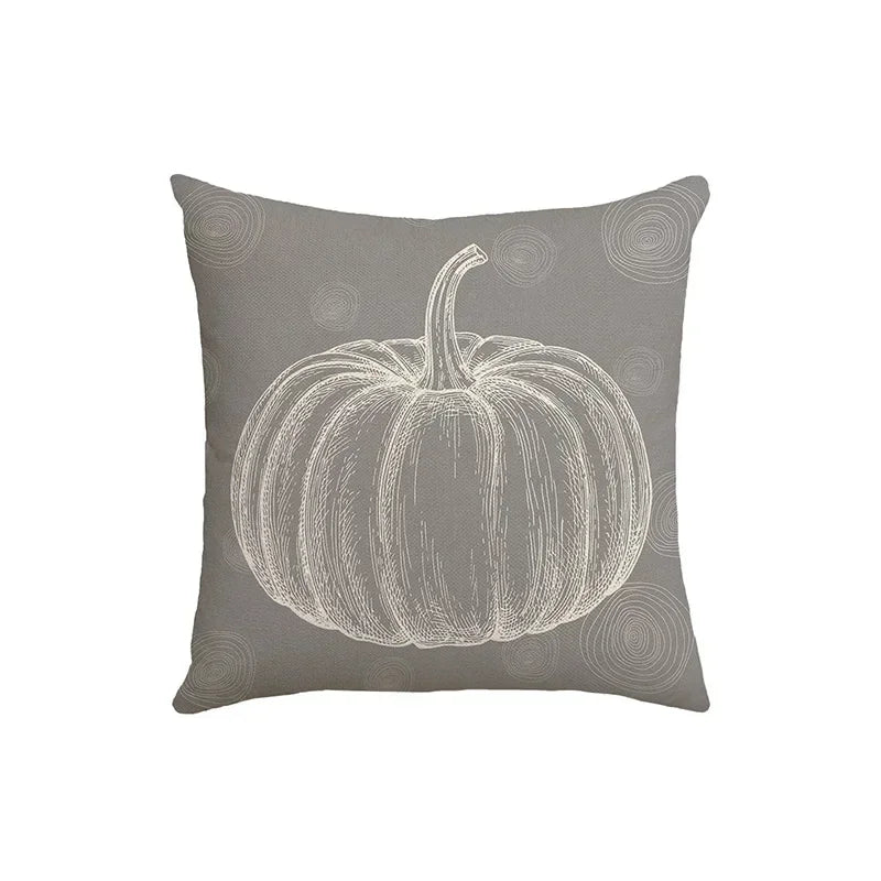 Grey Pumpkin Harvest Pillow Cover
