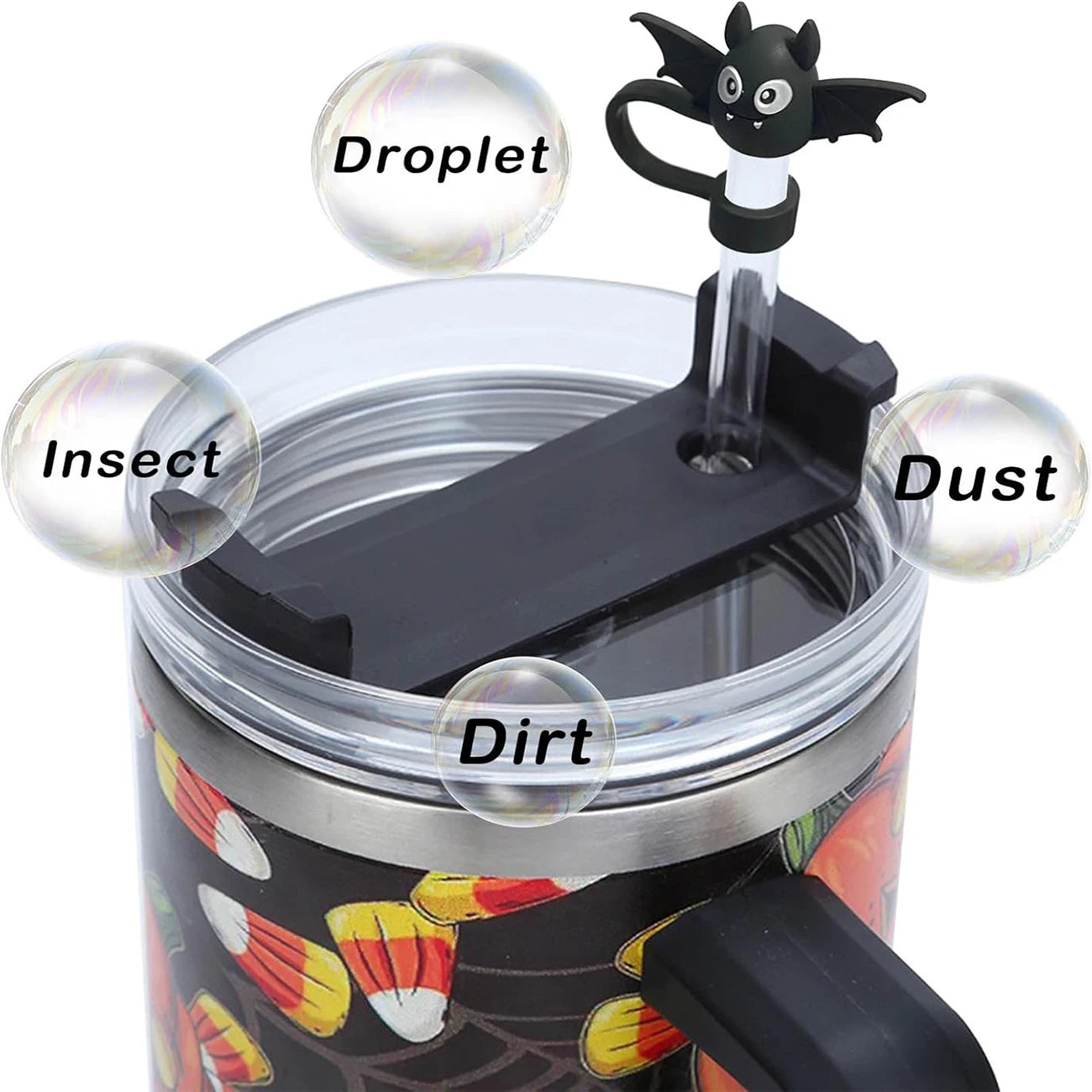 Halloween-themed Straw Cover Caps for Stanley Cups