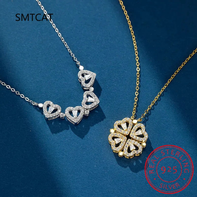 Four-Leaf Clover & Heart- 2 in 1 Necklace