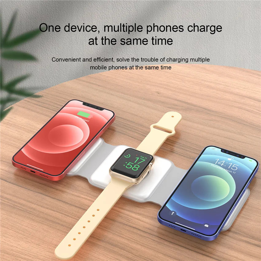 3 in 1 Wireless Fast & Foldable Charging Pad for Traveling- iPhone 15 14 13 12Pro Max, Airpods & iWatch
