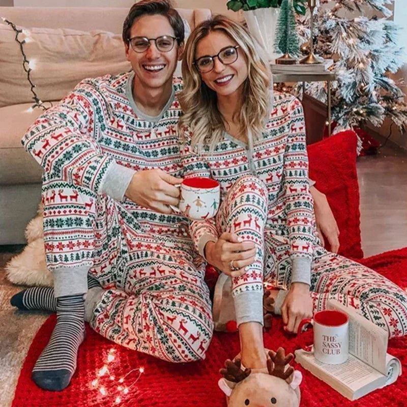 Festive Allover Print Family Christmas Pajama Set