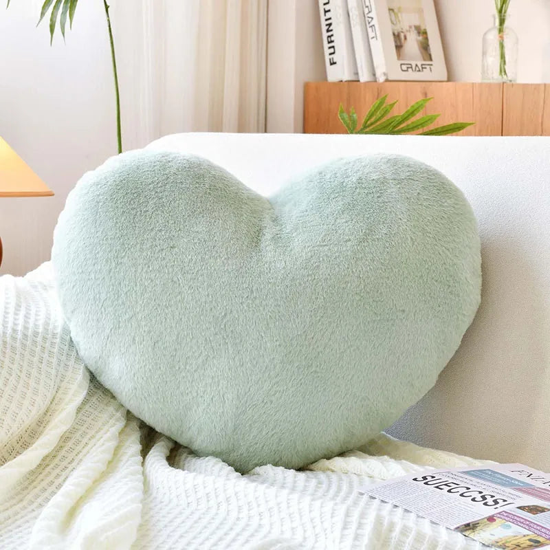 The Softest Faux Rabbit Fur Heart Shaped Pillow
