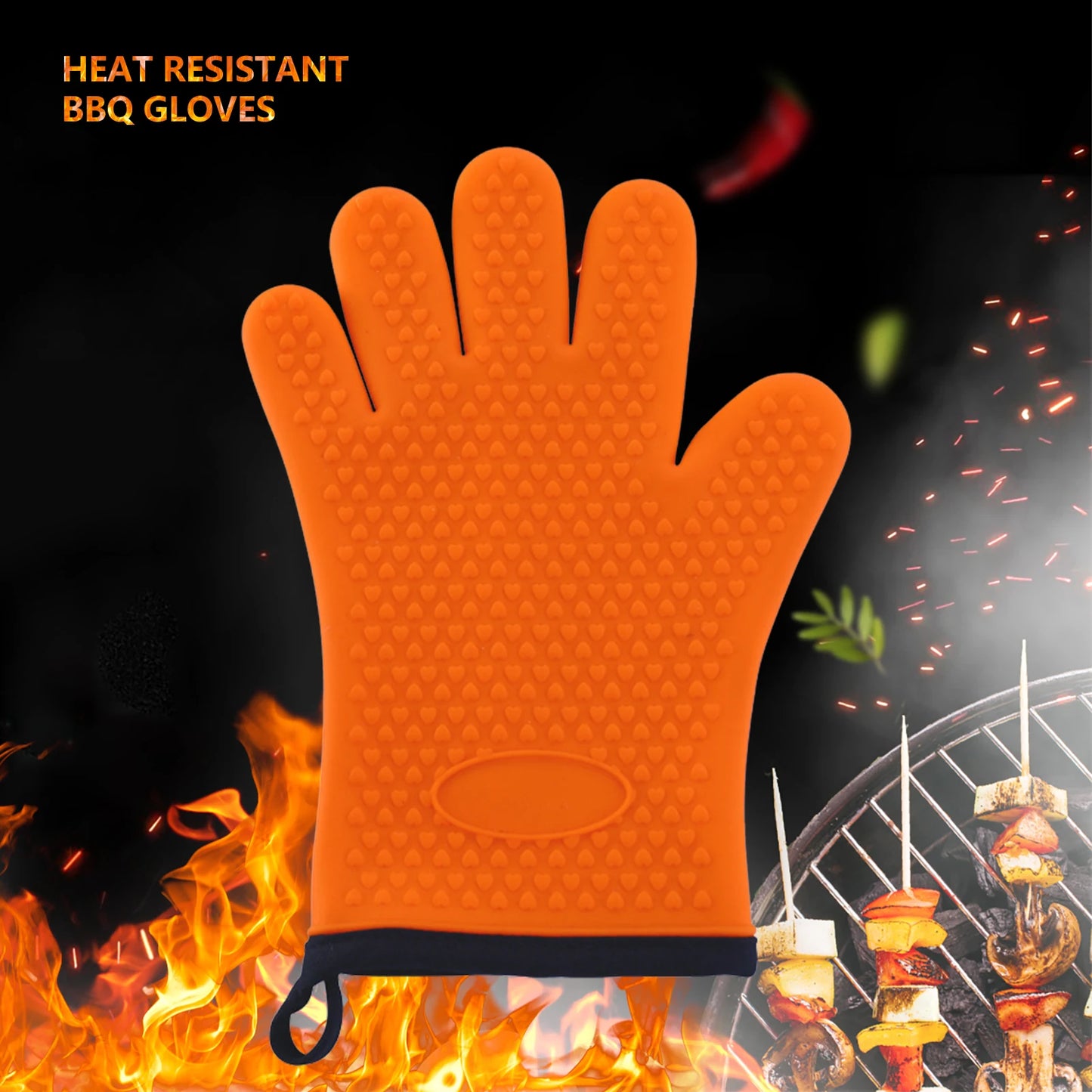 Silicone Heat-Resistant Baking Gloves for Kitchen or BBQ