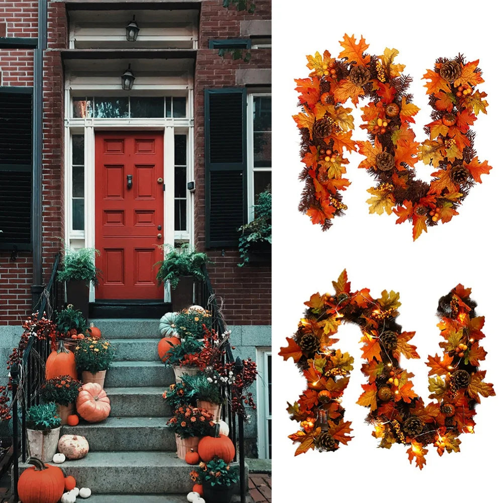 Thanksgiving Artificial Berry Maple Leaf Pine Cone Garland