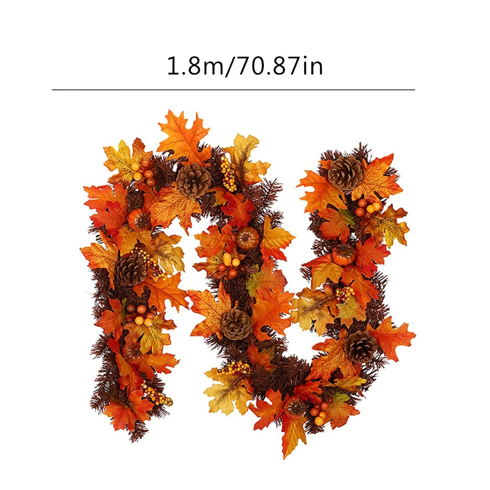 Thanksgiving Artificial Berry Maple Leaf Pine Cone Garland