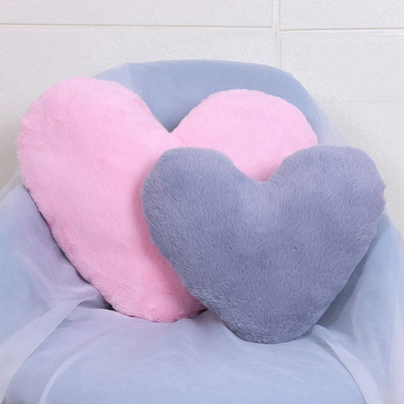 The Softest Faux Rabbit Fur Heart Shaped Pillow