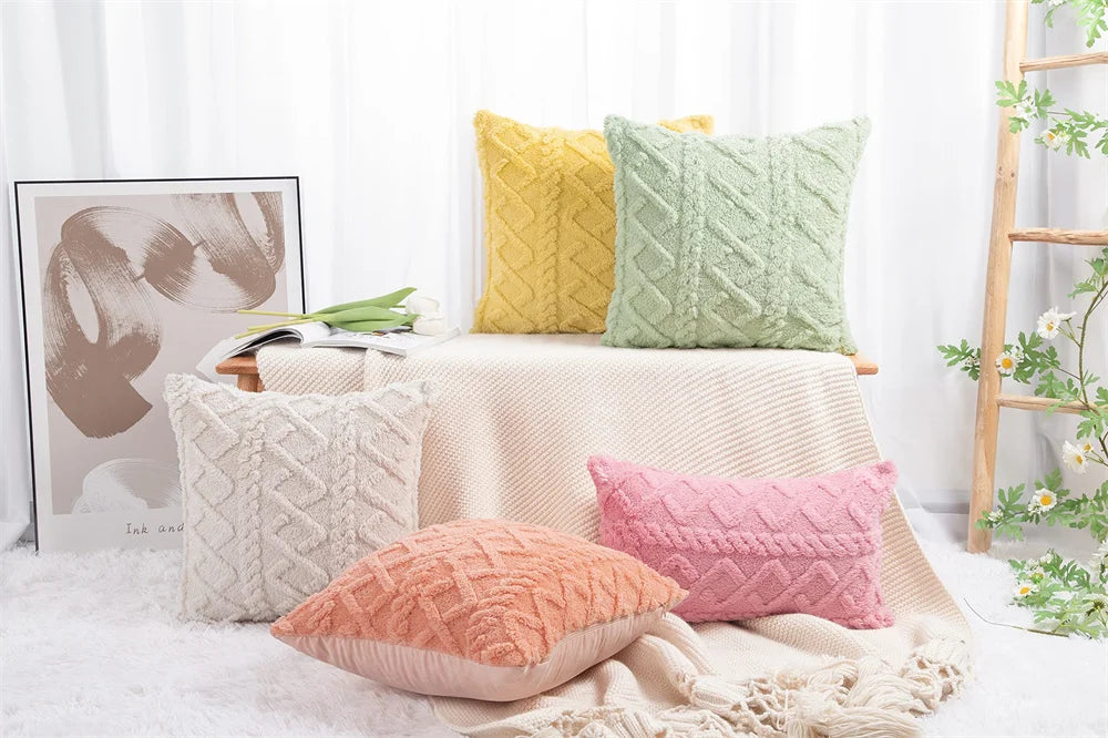Soft Plush Faux Wool Pillow Cover
