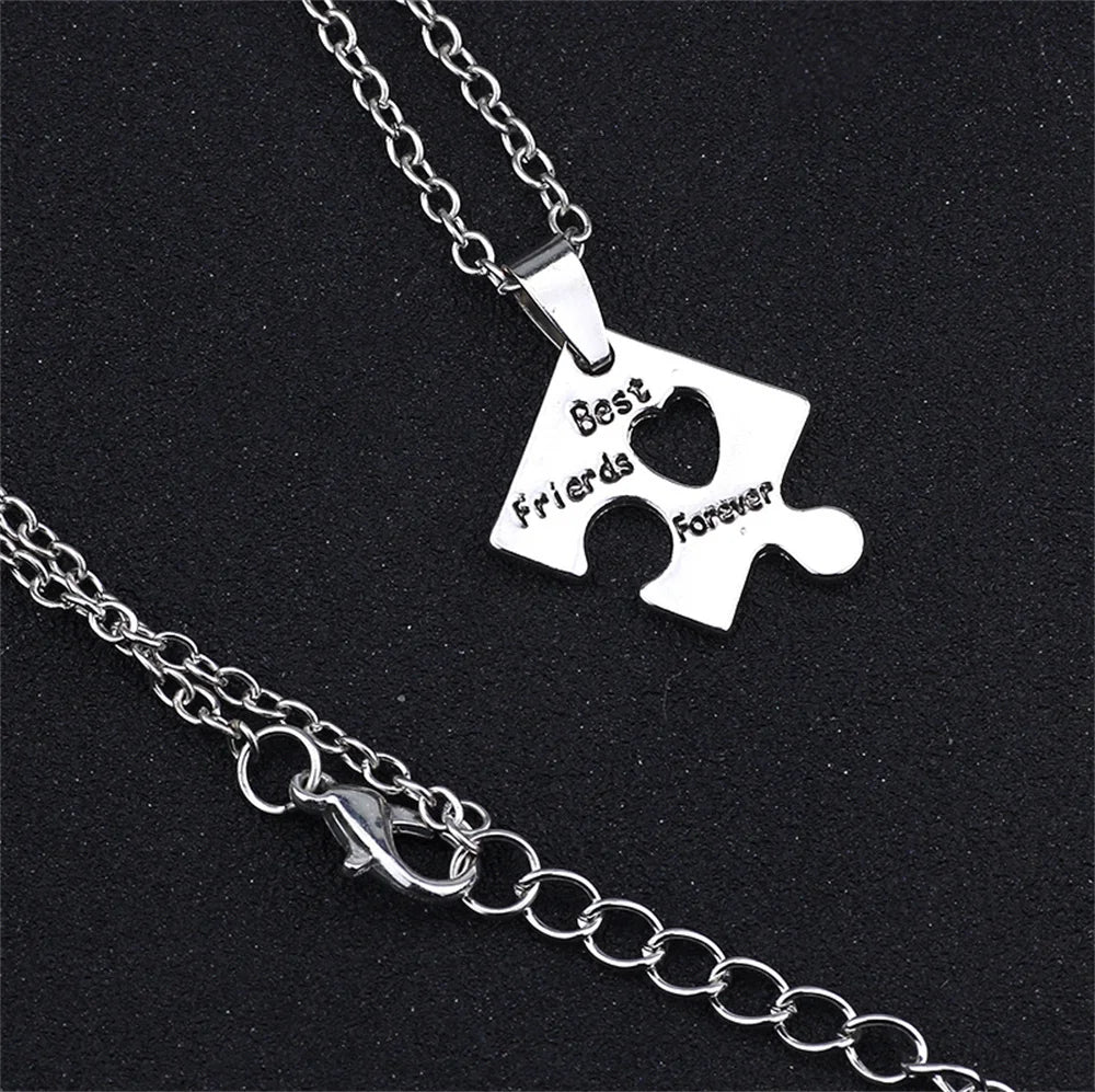 4 Pcs/set Best Friends Puzzle Piece Heart Necklaces