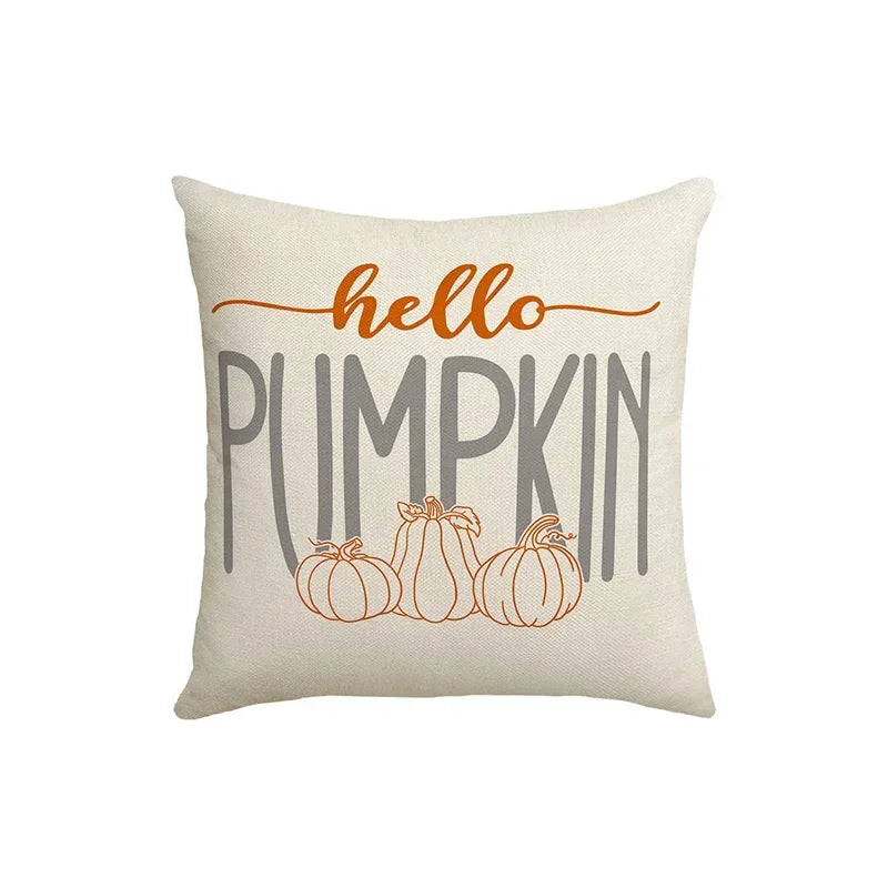 Grey Pumpkin Harvest Pillow Cover