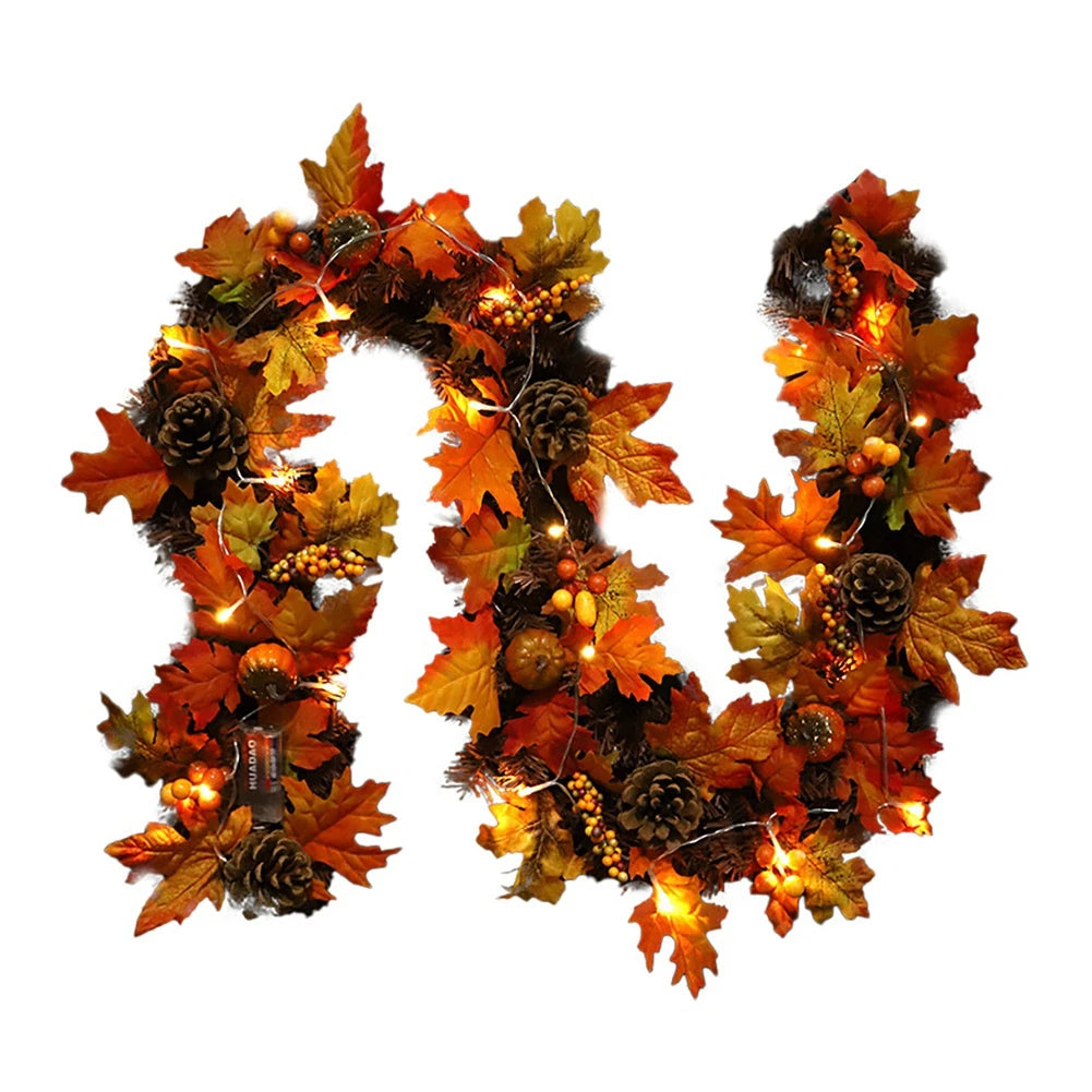 Thanksgiving Artificial Berry Maple Leaf Pine Cone Garland