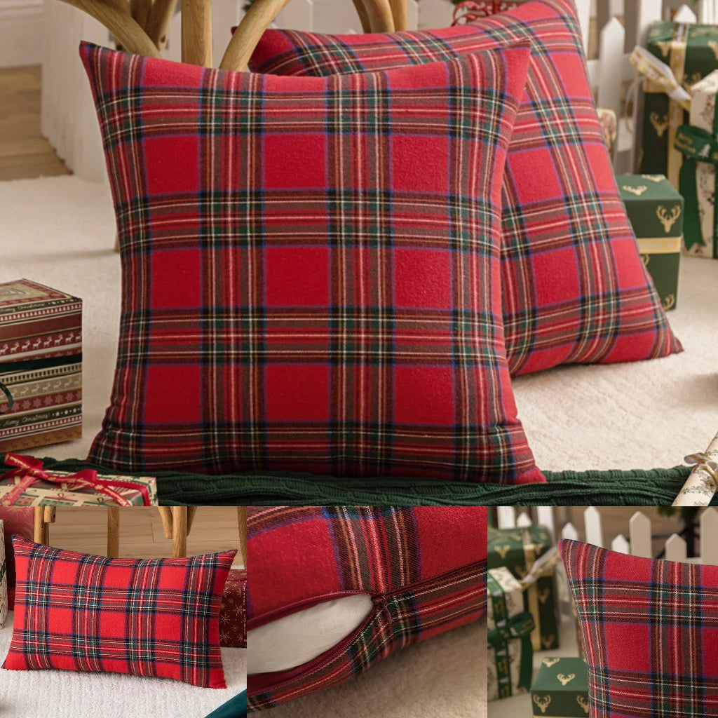 Christmas Plaid Pillow Covers