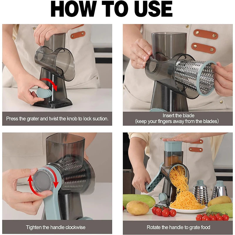 3 in 1 Rotary Cheese Grater & Vegetable Slicer/ Shredder