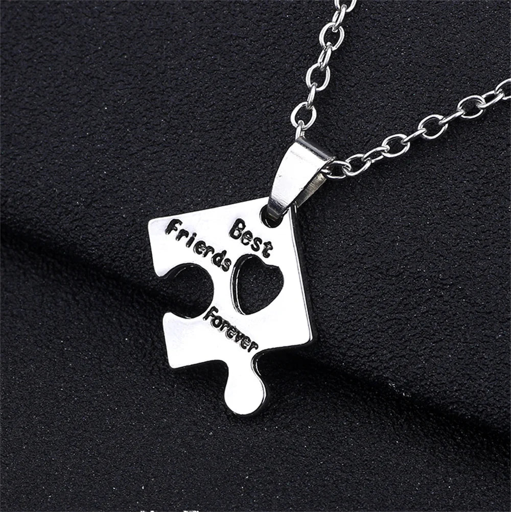 4 Pcs/set Best Friends Puzzle Piece Heart Necklaces