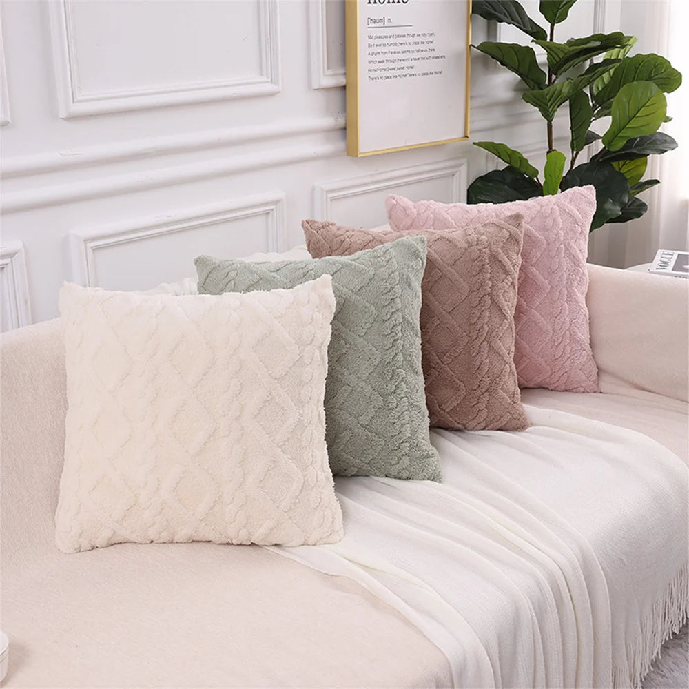 Soft Plush Faux Wool Pillow Cover
