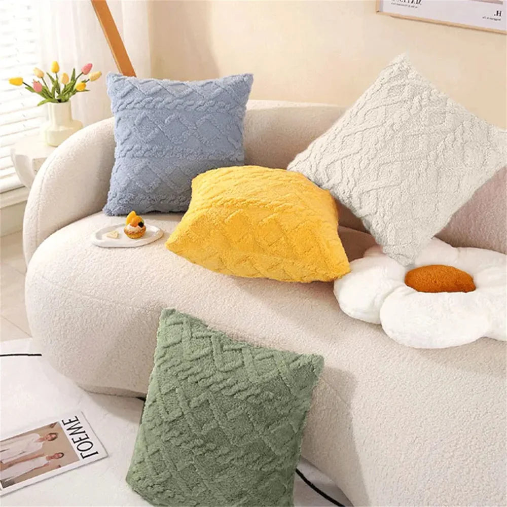 Soft Plush Faux Wool Pillow Cover