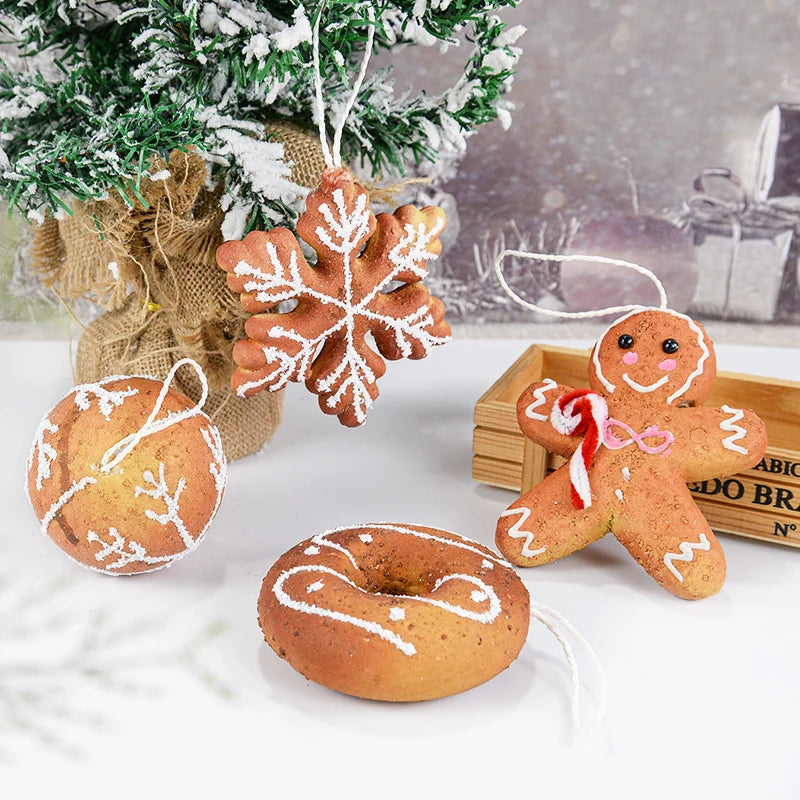 Gingerbread Man, Star, Ball, Donut, Cake & Snowflake 6 pc set Hanging Ornaments