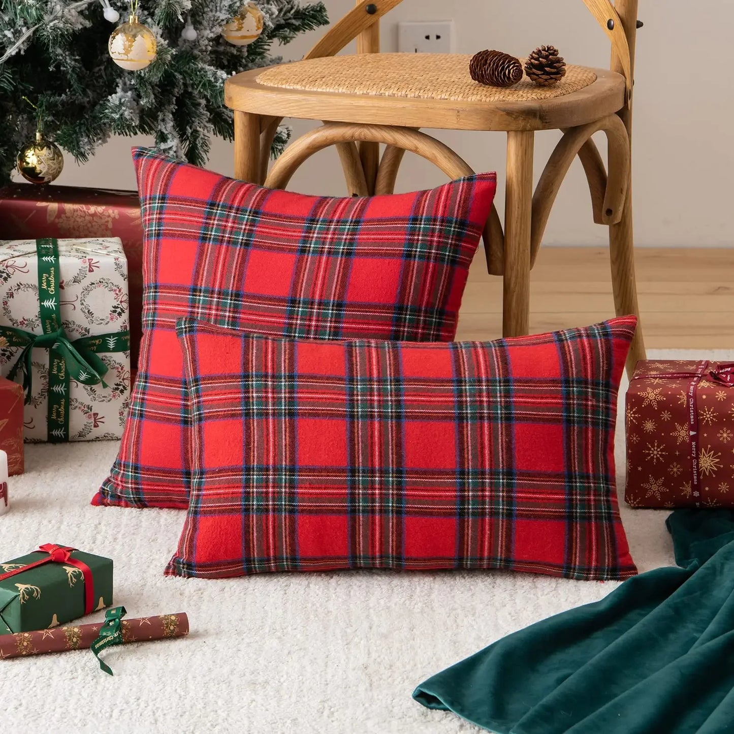Christmas Plaid Pillow Covers
