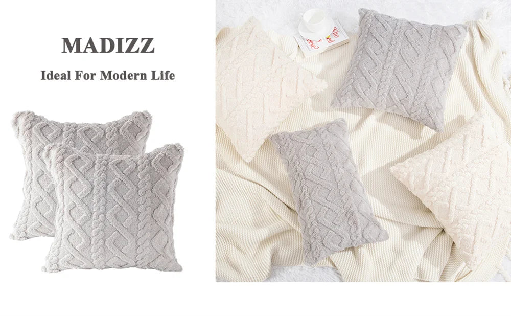 Soft Plush Faux Wool Pillow Cover