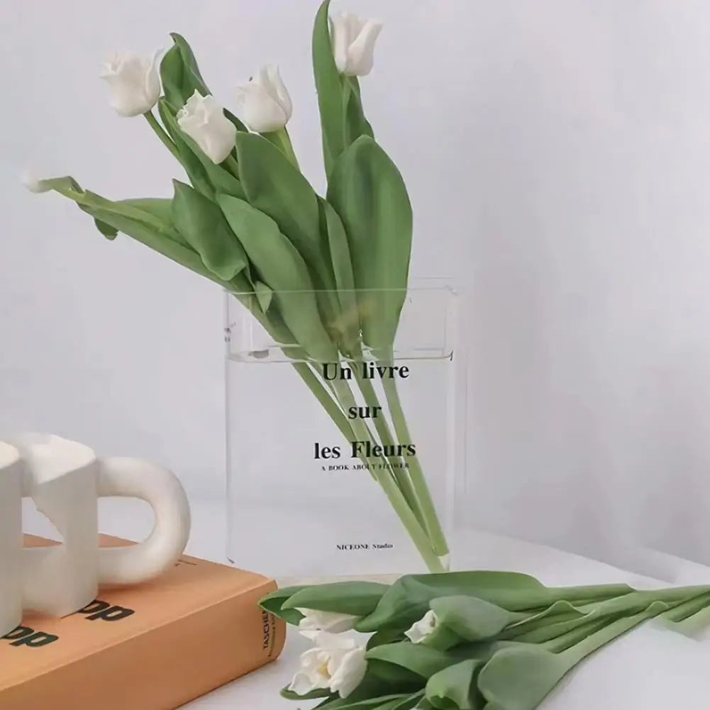 Clear Acrylic Book Design Flower Vase