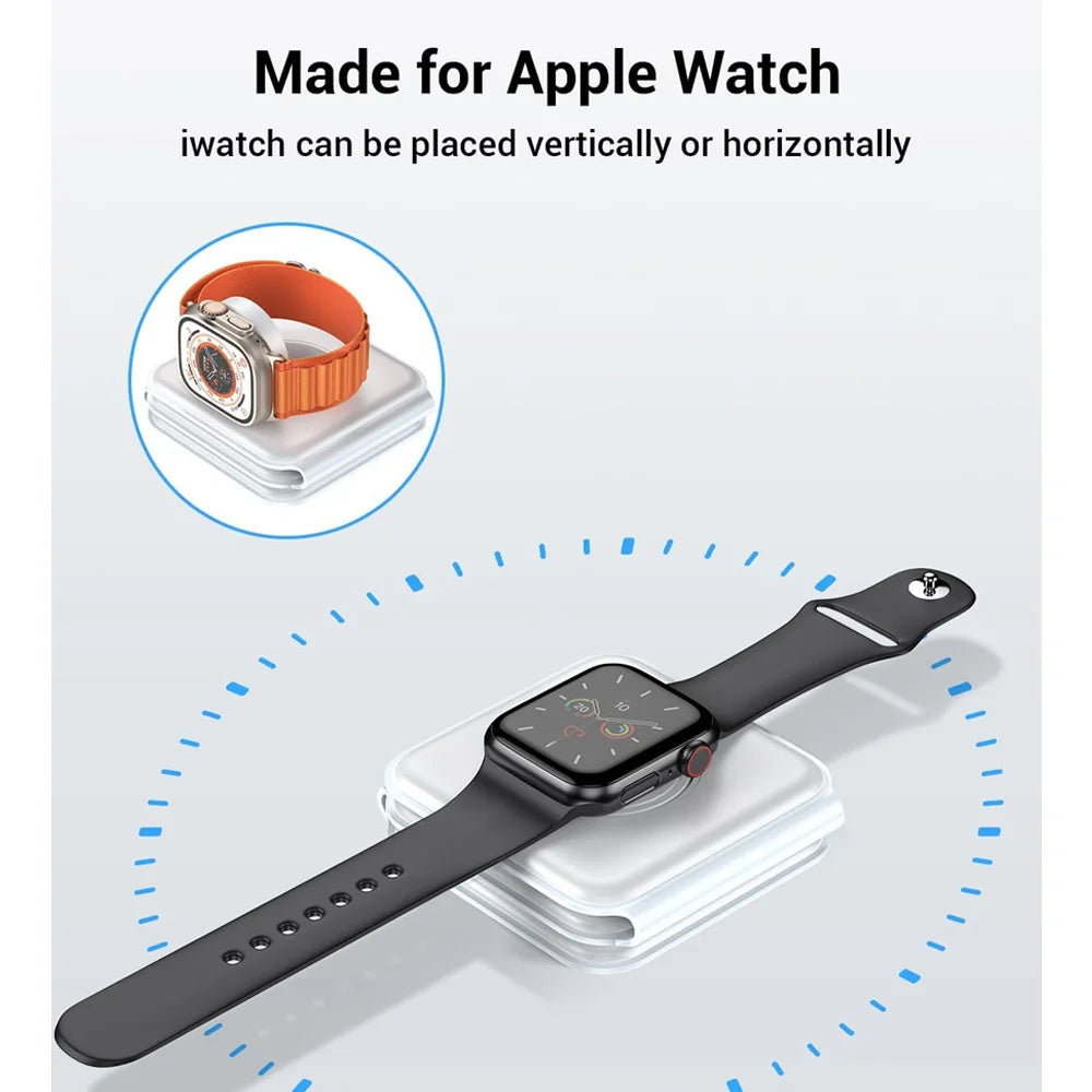 3 in 1 Wireless Fast & Foldable Charging Pad for Traveling- iPhone 15 14 13 12Pro Max, Airpods & iWatch